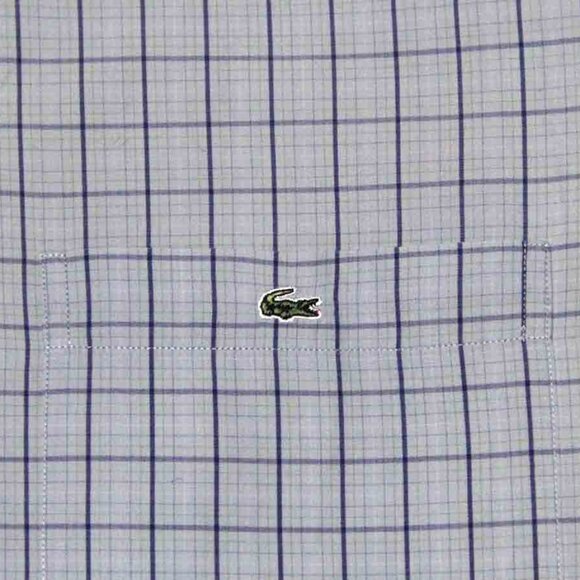 Lacoste Long Sleeve Shirt Button Down Blue Green Check Men's Size 44 or XL - Picture 1 of 3
